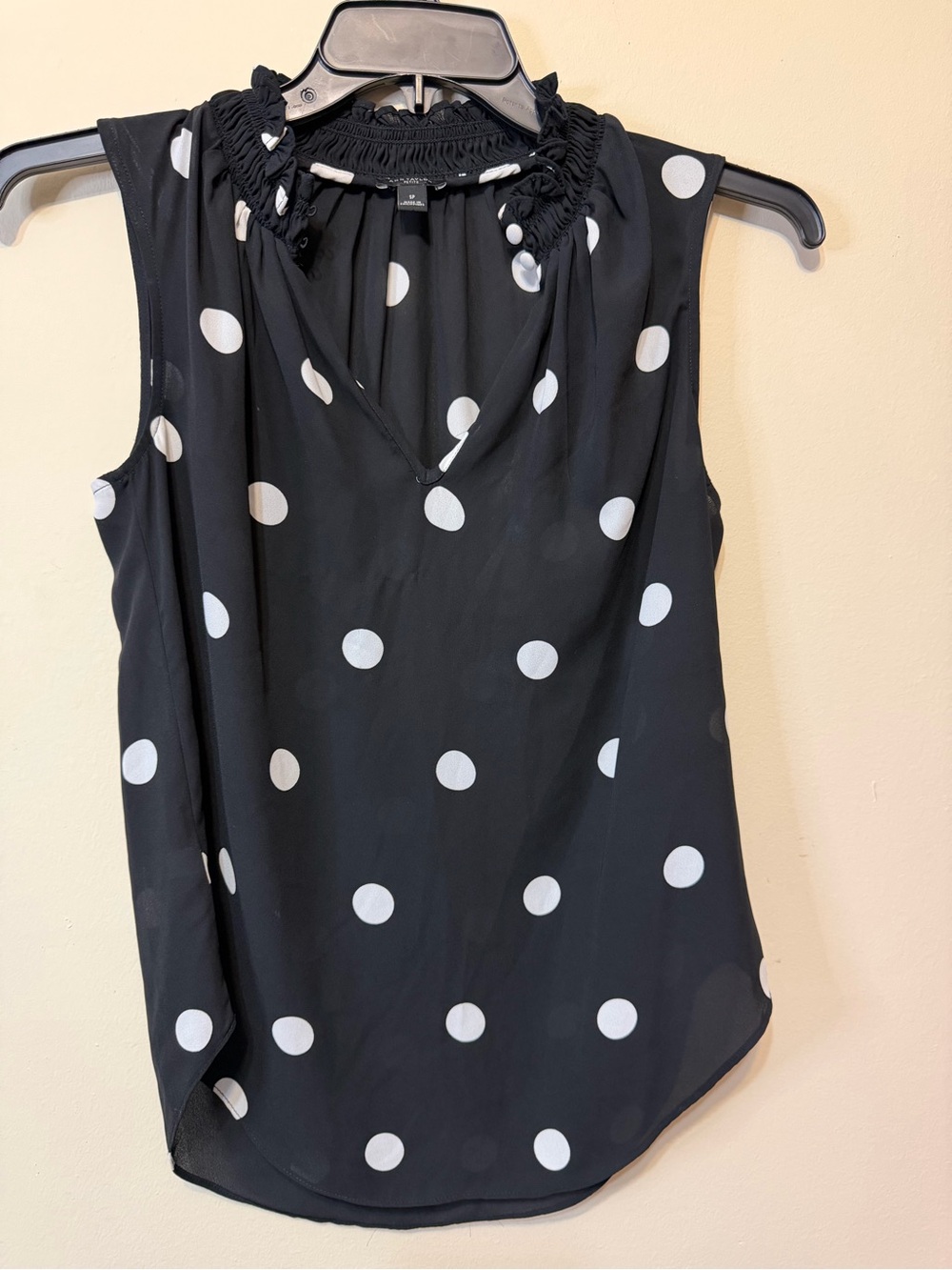 Black and White Polka Dot Sleeveless Blouse 2460